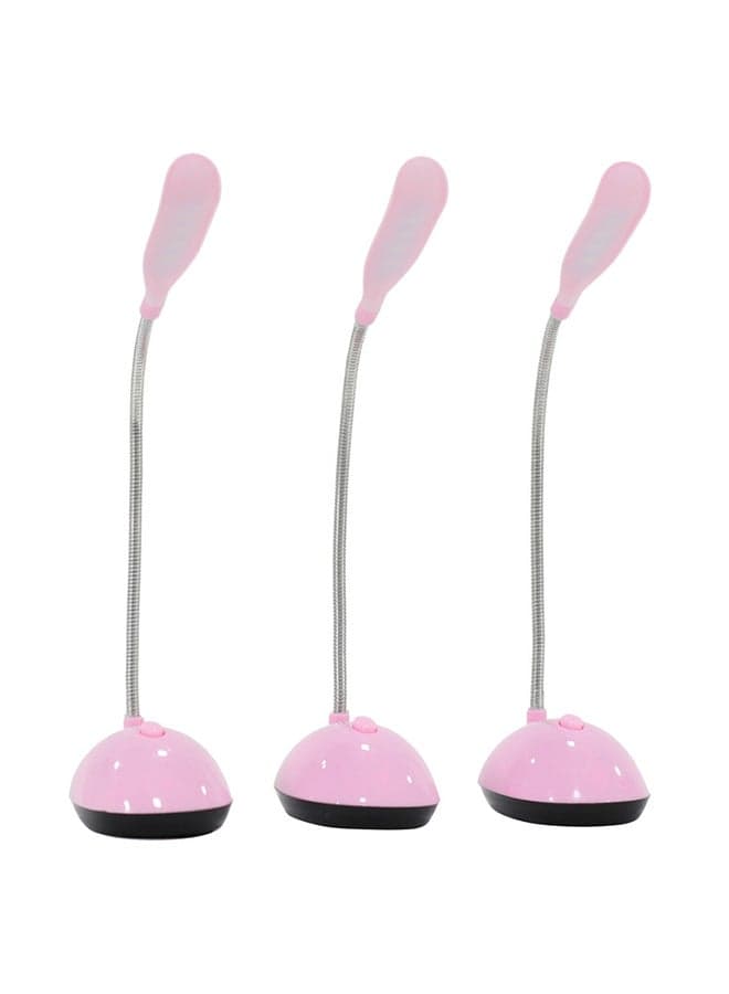 3-Piece Extendable Mini Desk Lamp Pink 15cm