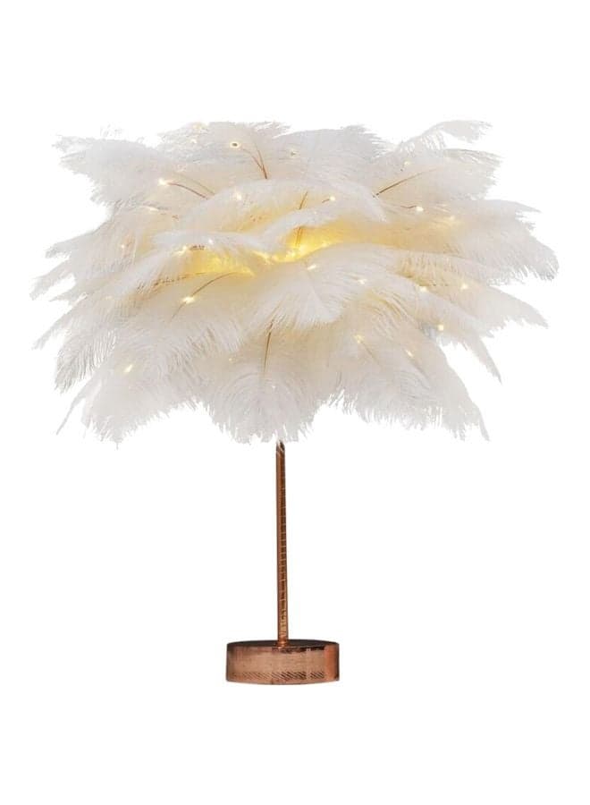 Handmade Feather LED Table Lamp White/Gold 34x11cm