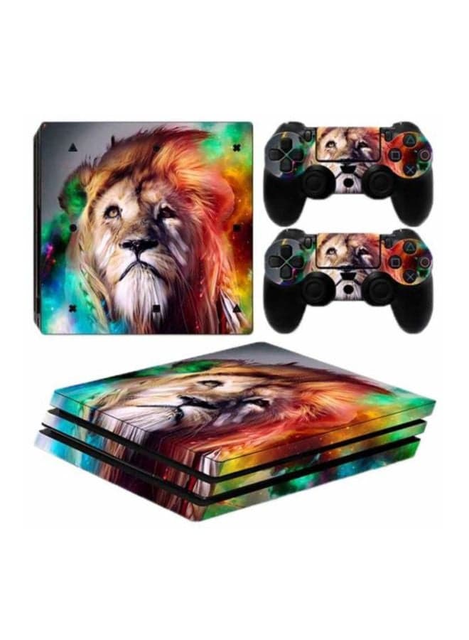 Lion Printed Console And Controller Sticker Set For PlayStation 4 (PS4) - Multicolour