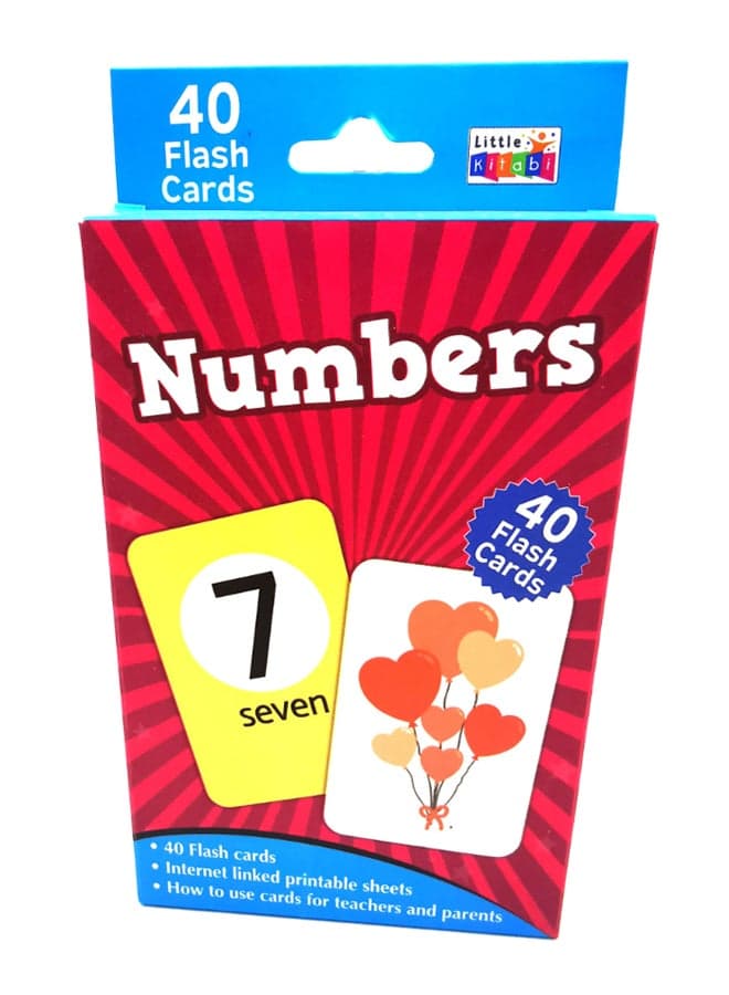 40-Piece Colourful Numbers Learning Flash Cards Set 14 x 8.5cm
