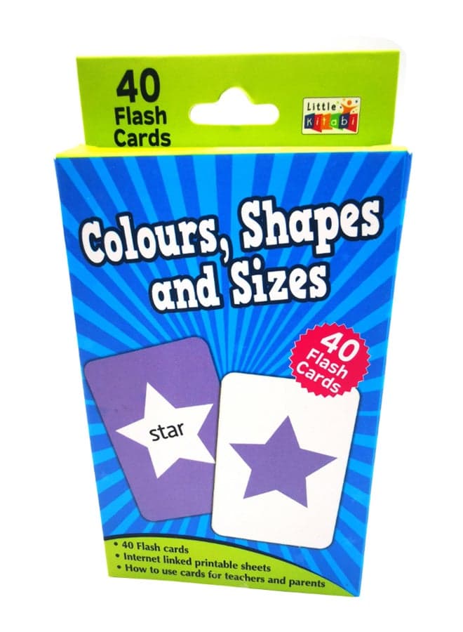 40-Piece Learning Colours Shapes And Sizes Flash Cards Set 14 x 8.5cm
