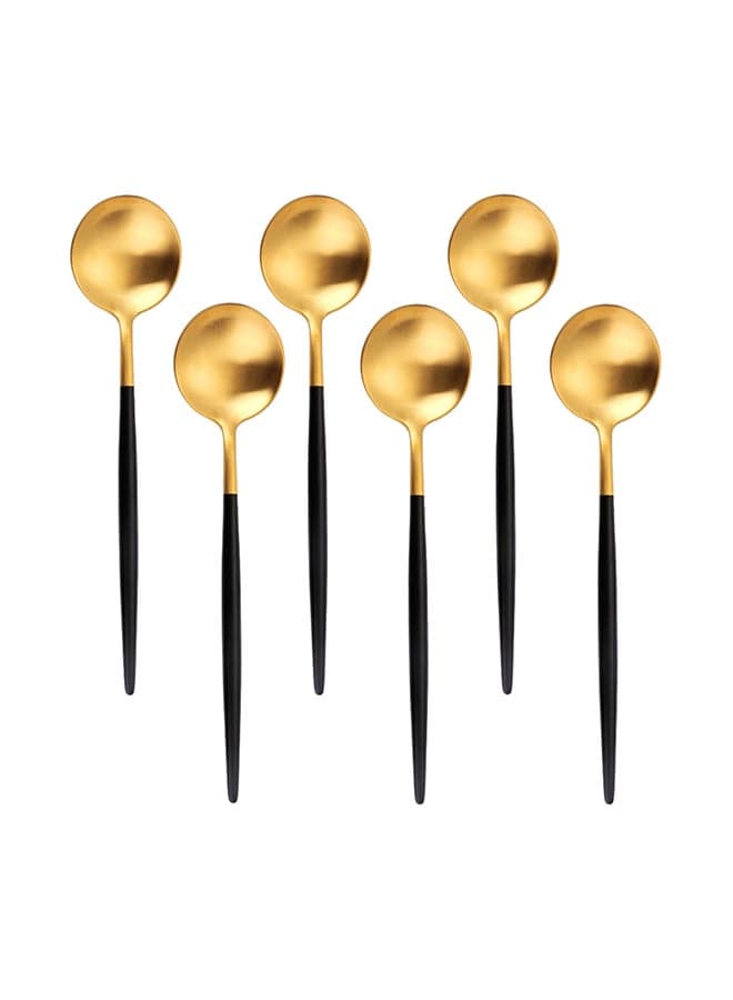 6-Piece Spoon Set Black / Gold 16.5x26x3.5centimeter