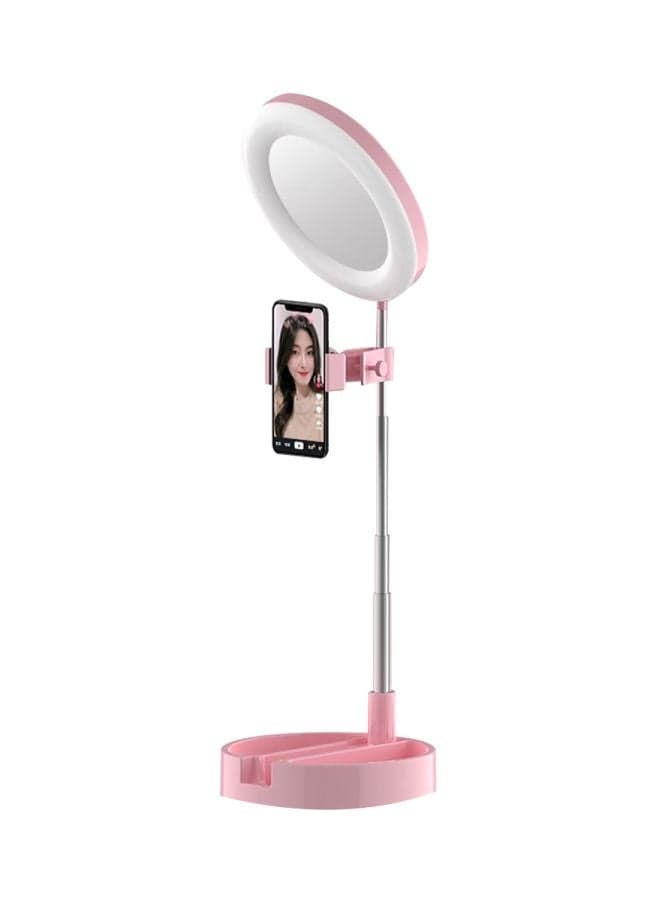 Multipurpose Tripod Desk Lamp With Phone Holder Pink/White/Silver 18x18x7cm