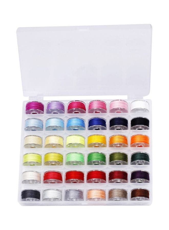 36-Piece Thread Bobbin With Case Set Multicolour 14x2.5x11.6cm