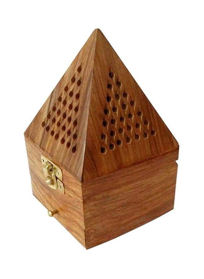 Pyramid Shaped Incense Burner Brown 9x9x15cm