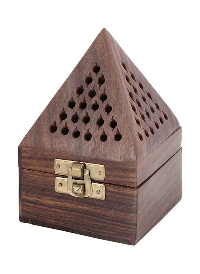 Pyramid Shaped Wooden Bakhoor Brown 7.5x12cm