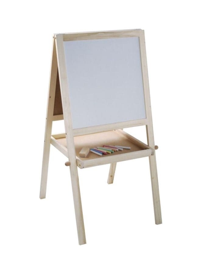 Wooden Double Sided Whiteboard Easel Beige/Black/White