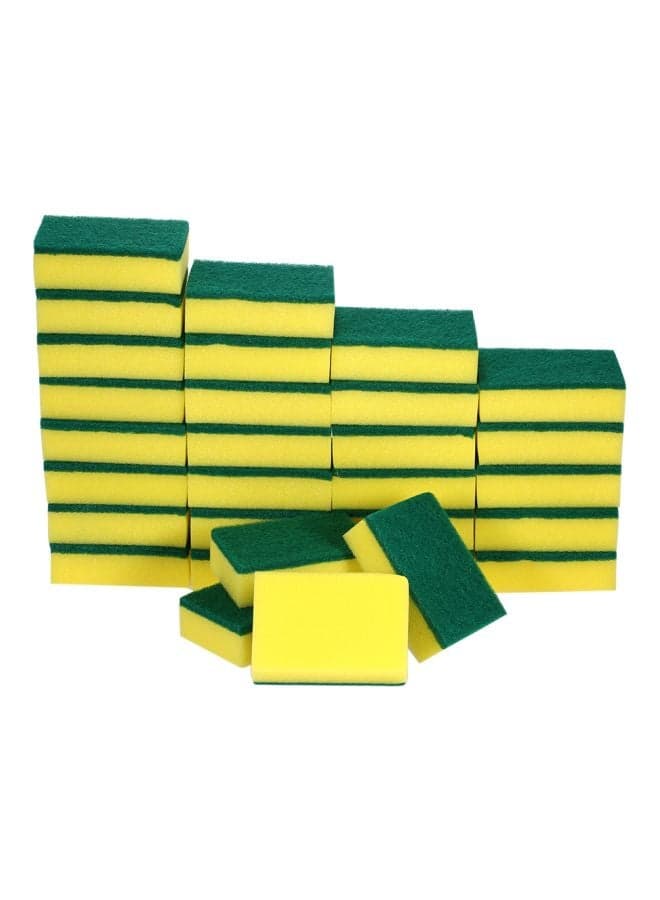 30-Piece Multi-purpose Double-Faced Sponge Set Green/Yellow 32x7x30.5cm