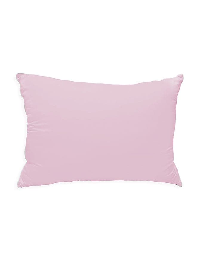Soft And Smooth Bed Pillow With White Piping Microfiber Pink 50x70cm