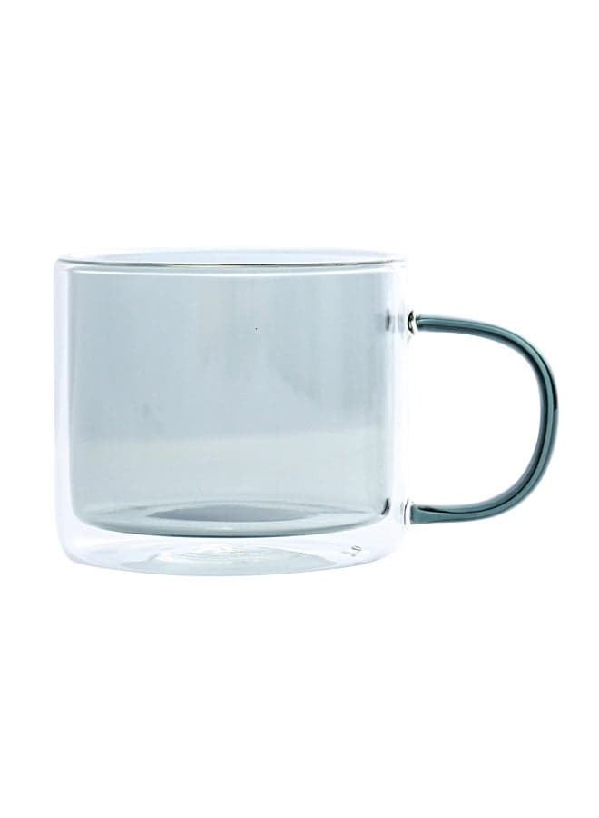 Double Glass Cup With Handle Grey 8.5x8.5x7.5cm