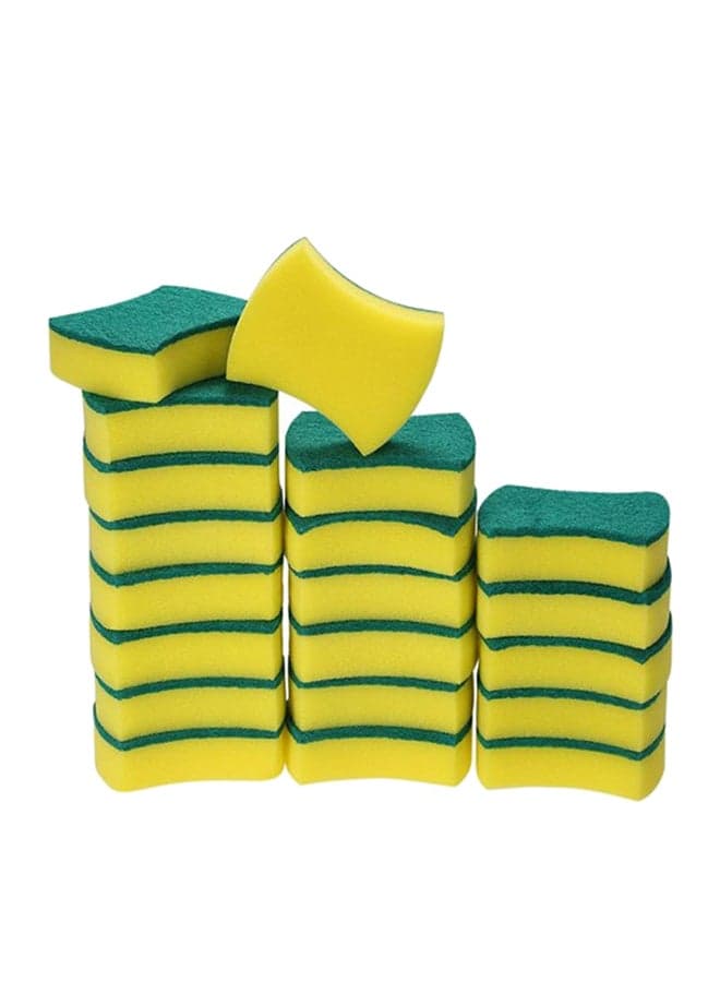 20-Piece Multi-purpose Double-Faced Sponge Set Green/Yellow 30x7.5x20cm