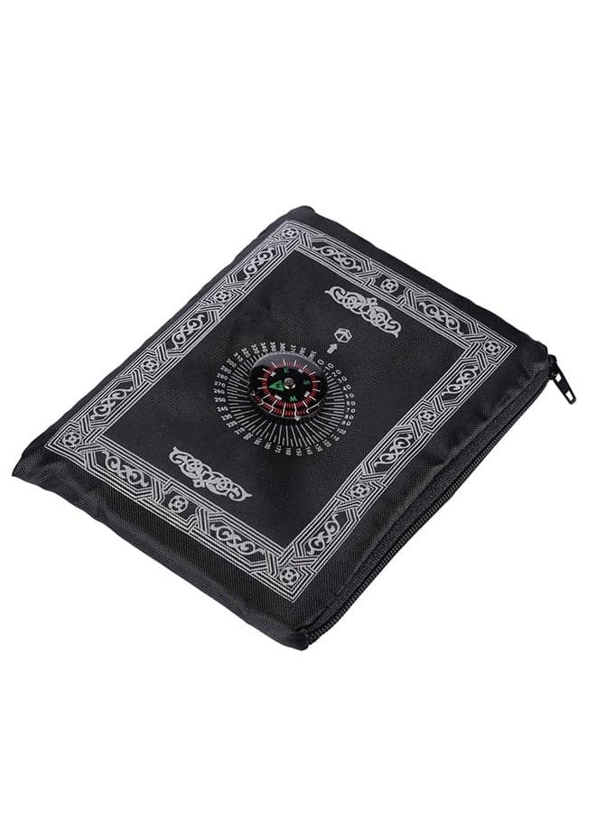 Portable Waterproof Muslim Travel Pocket Prayer Mat With Compass Black/White 100x60cm