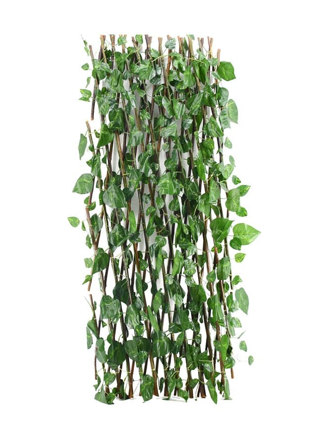 Artificial Plant Leaves Wooden Fence Green