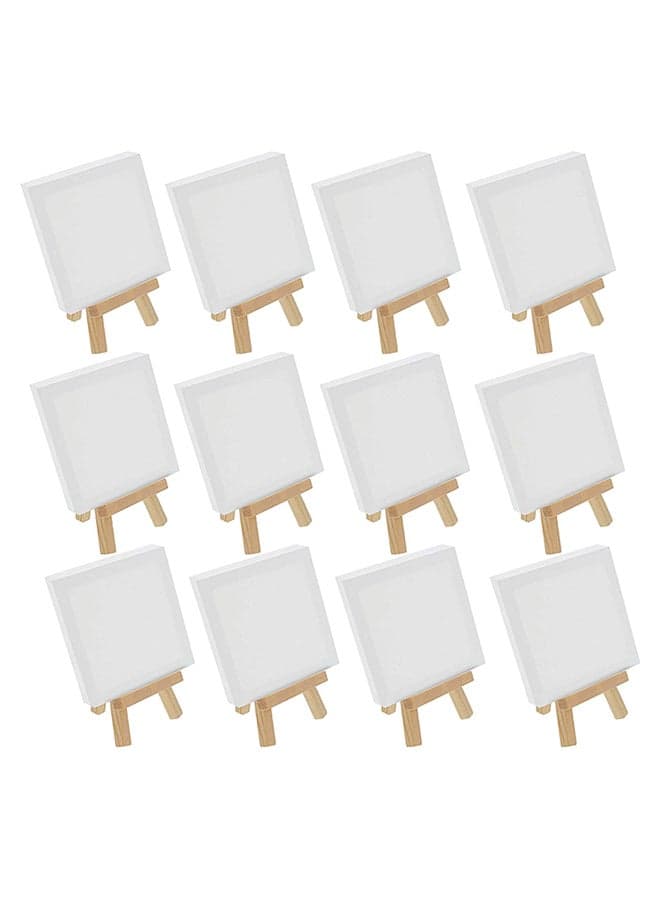 12-Piece Mini Canvas With Easel Painting Set White