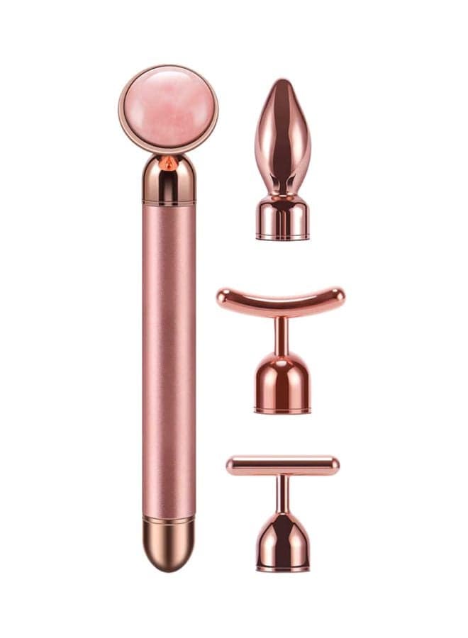 4-In-1 Electric Face-Lifting Massage Roller Pink/Rose Gold 15.5cm