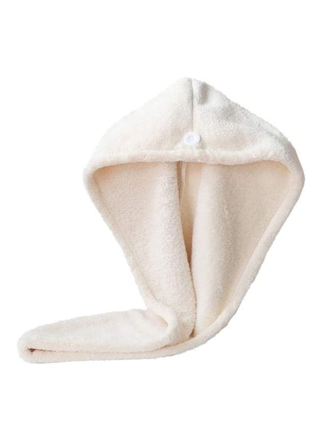 Egyptian Cotton Head Wrap Towel With Button Off White 60x22x3cm