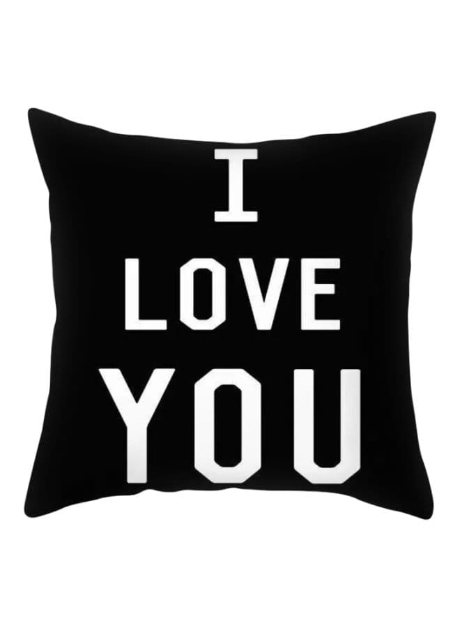 I Love You Printed Cushion Cover Black/White 45x45cm