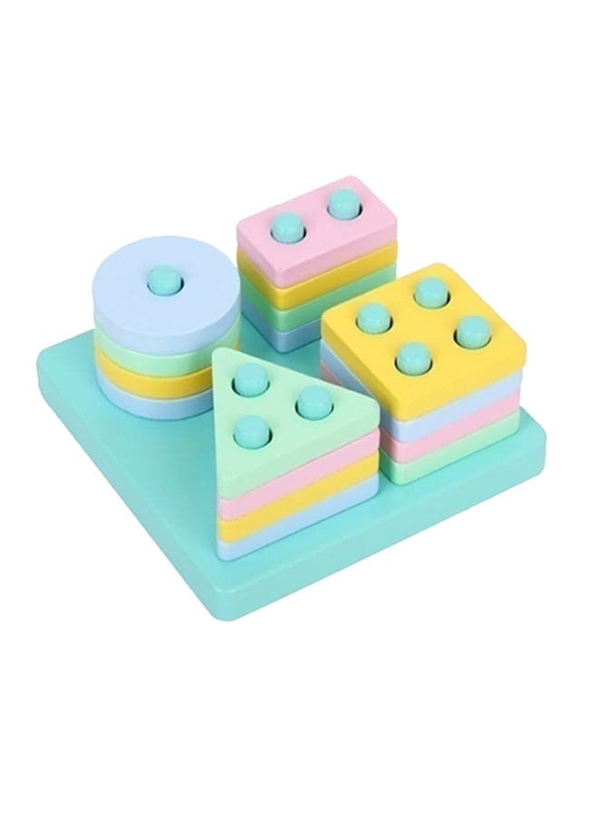 Wooden Four Sets Of Beach Columns In Wooden Macaron Color Square - Assorted