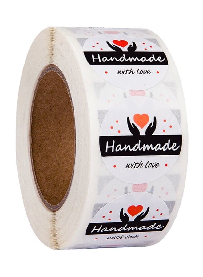 500-Piece Handmade With Love Label Sticker Roll Multicolour