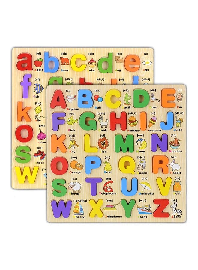 2-Piece Learning Uppercase And Lowercase Alphabet Board Multicolour