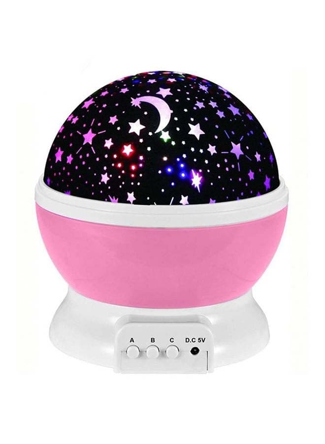 Star And Moon Rotating Projector Night Lamp Black/White/Pink 4.7x5.3cm