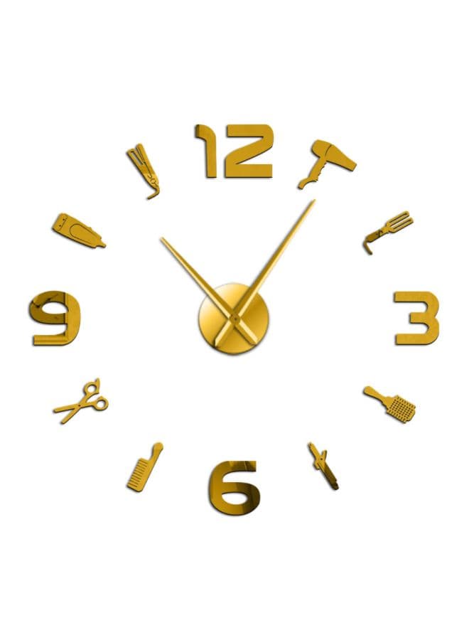 DIY Barber Tool Kit Designed Wall Clock Gold 15x10x4.5cm