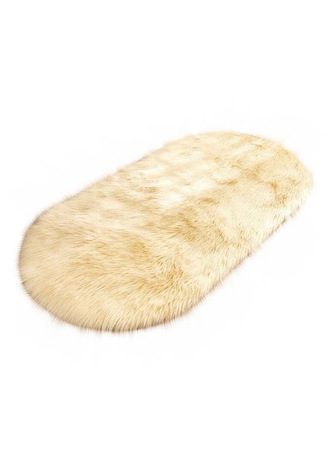 Oval Shape Soft Fluffy Area Rugs White 40x60cm