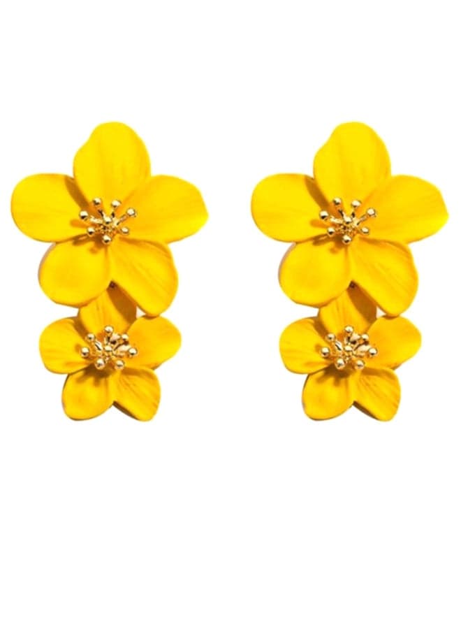 Double Layer Flower Designed Dangle Earrings