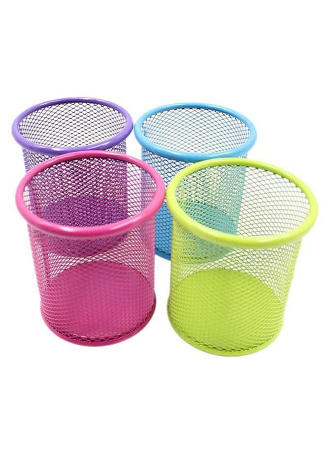 4-Piece Metal Mesh Pen Holder Set Multicolour
