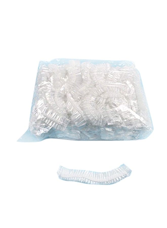 100-Piece Disposable Waterproof Shower Cap Set Clear