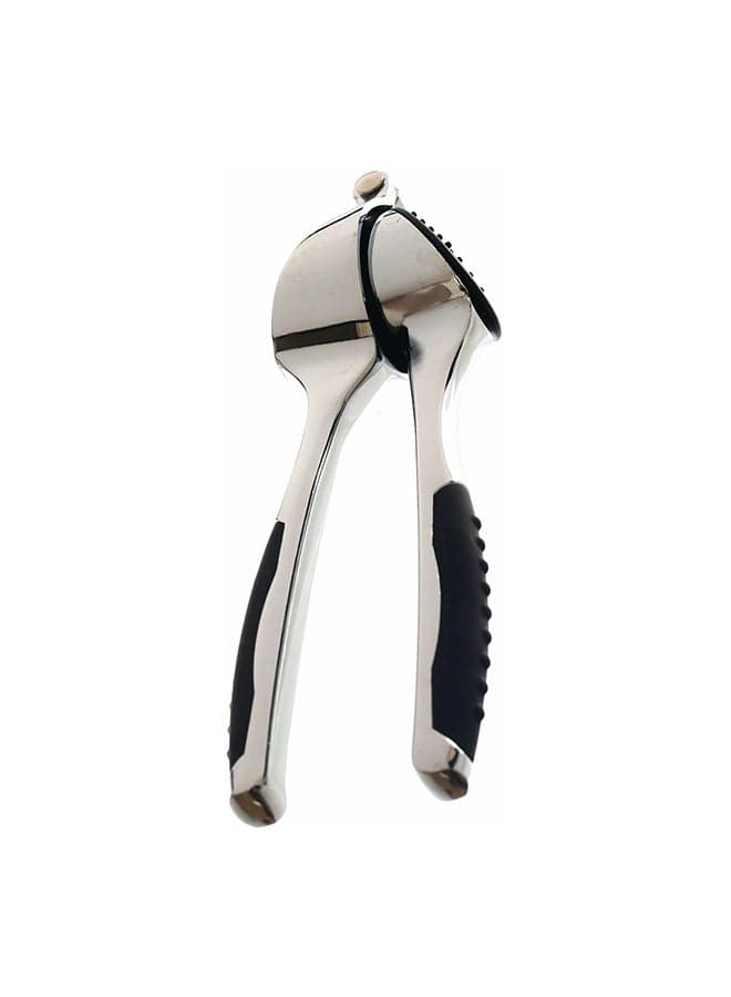 Stainless Steel Gralic Presser With Silicon Handle Silver/Black 15 x 6 x 4cm