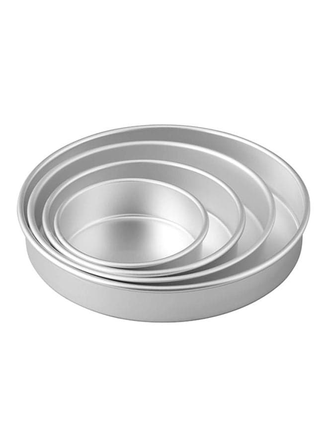 4-Piece Round Baking Pans Set Silver