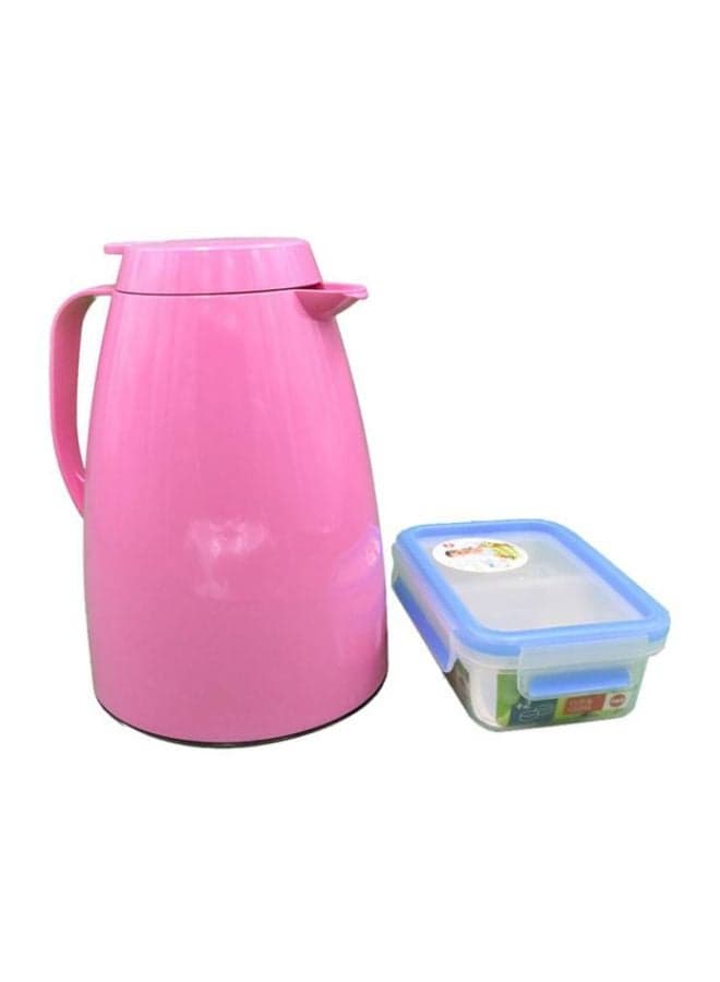Plastic Flask With Food Saver Pink/blue/Clear