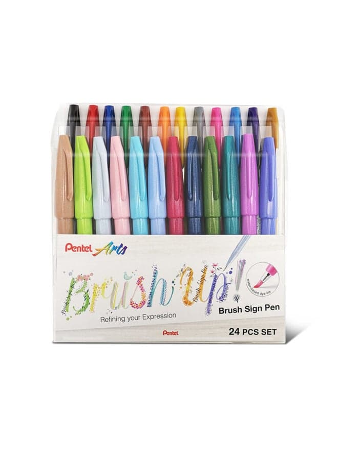 24-Piece Flexible Brush Pen Multi Color