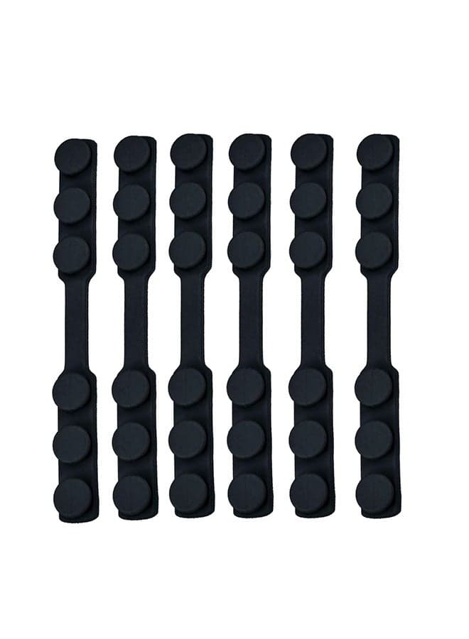 6-Piece Adjustable Anti-Slip Mask Strap Extension Ear Hook Set Black