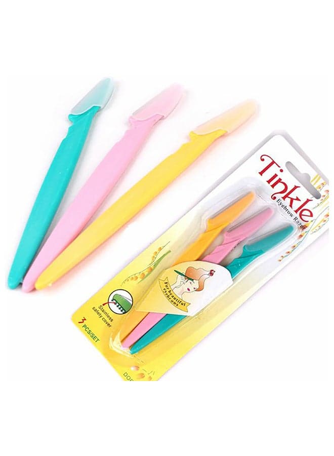 3-Piece Eyebrow Razor Set Yellow/Pink/Green 40grams