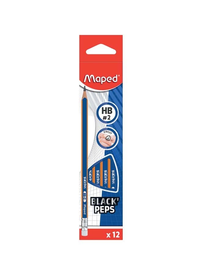 12-Piece Navy Graphite Pencil With Eraser Marina Blue