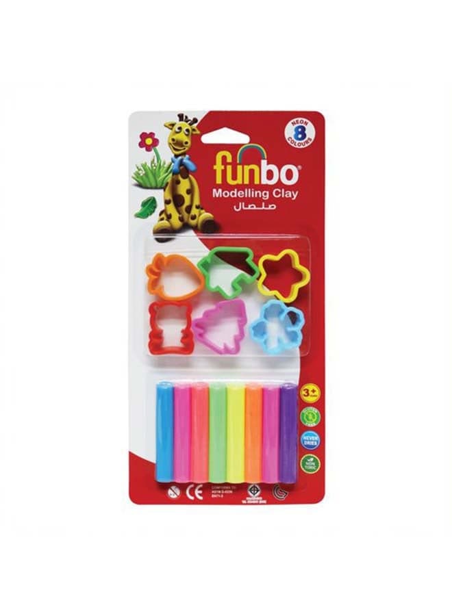 Modeling Clay 100grams 8 Neon Colors + 6 Moulds Mulicolor