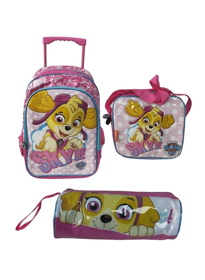 3-Piece Skye Printed School Backpack Set Yellow/Pink