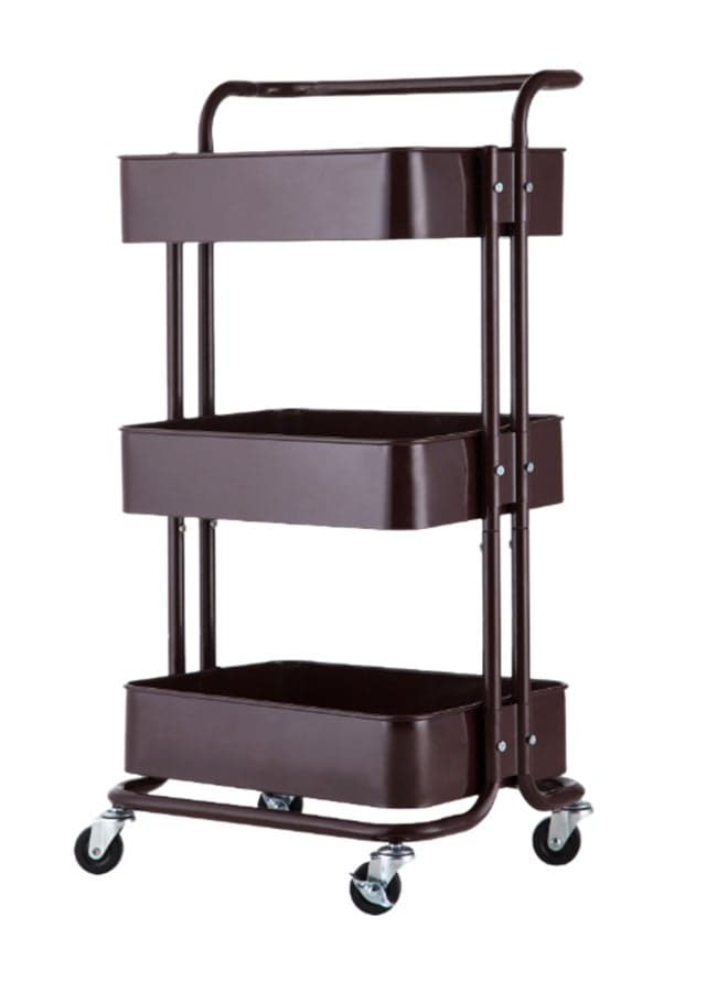 3 Tier Trolley Storage Cart With Wheels Brown 43.5x33x87cm