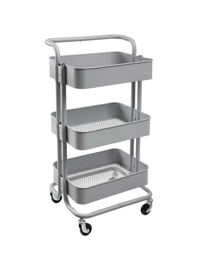 3 Tier Trolley Storage Cart  With Wheels Grey 43.5x33x87cm