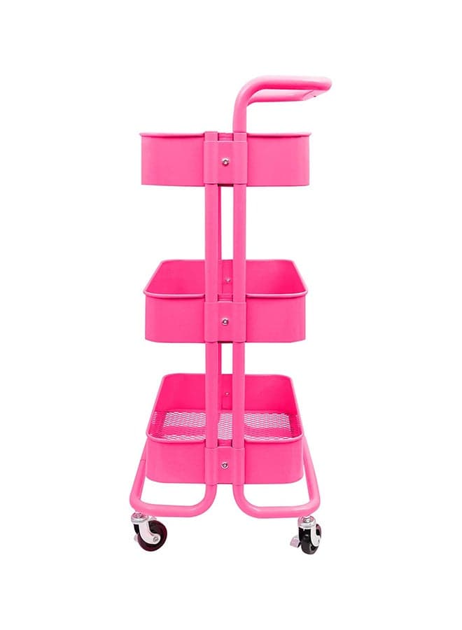 3 Tier Trolley Storage Cart With Wheels Pink 43.5x33x87cm