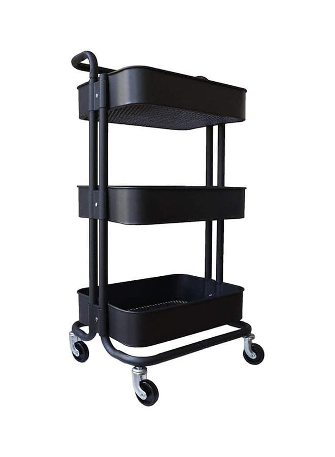 3 Tier Trolley Storage Cart  With Wheels Black 43.5x33x87cm