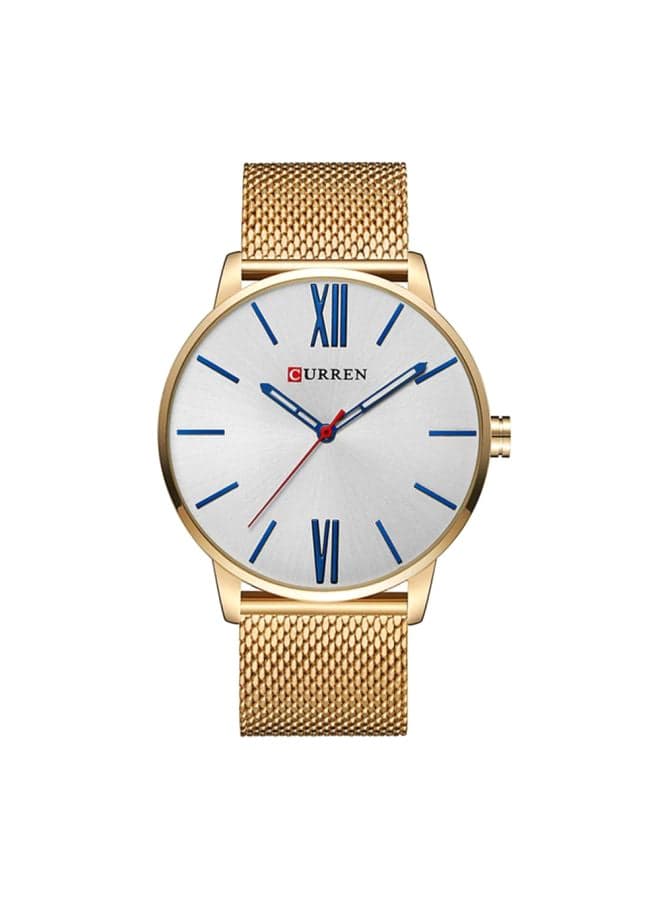 men Water Resistant Analog Watch 8238 - 43 mm - Gold
