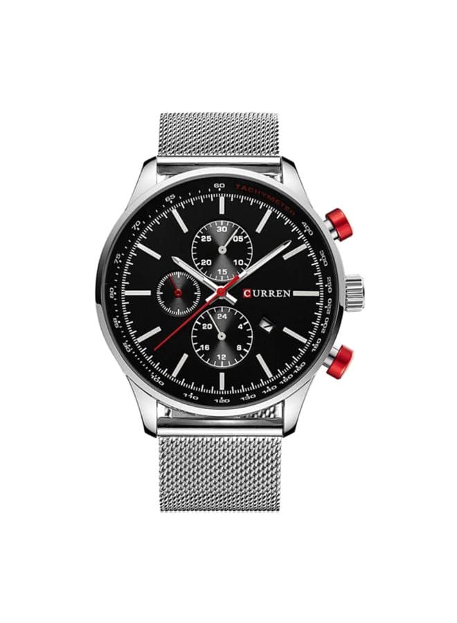Men's Water Resistant Analog Watch 8227 - 44 mm - Silver