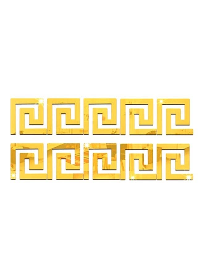 Geometric Greek Key Mirror Wall Stickers Gold