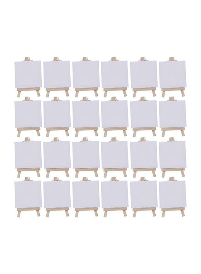 24-Piece Mini Canvas With Easel White/Brown