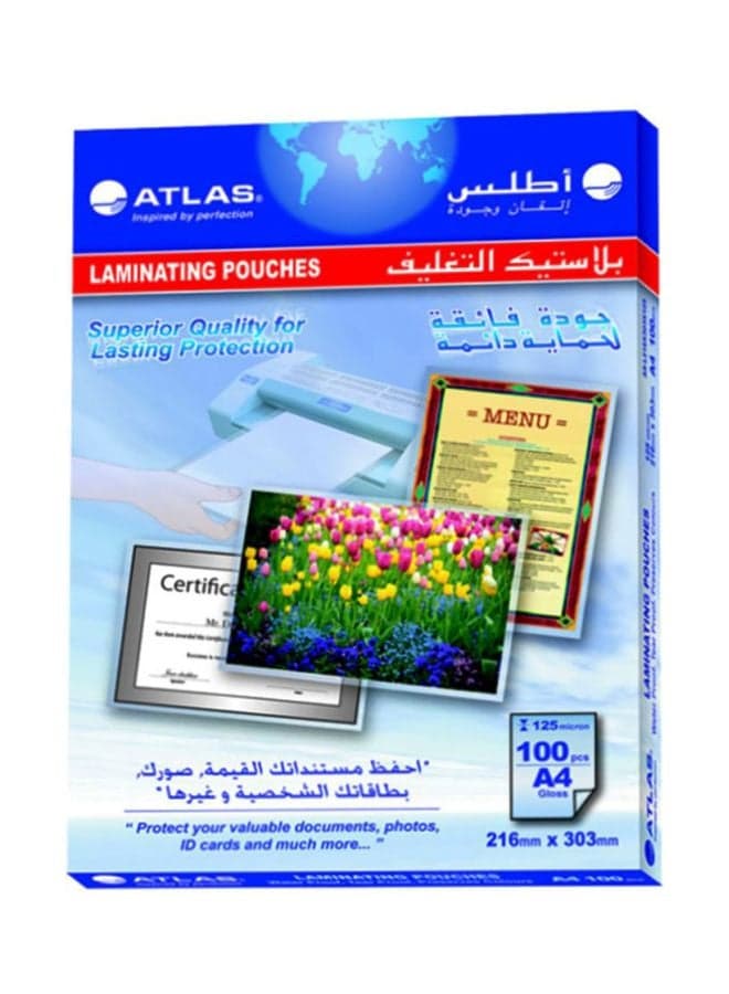100-Piece A4 Laminating Pouches Set White
