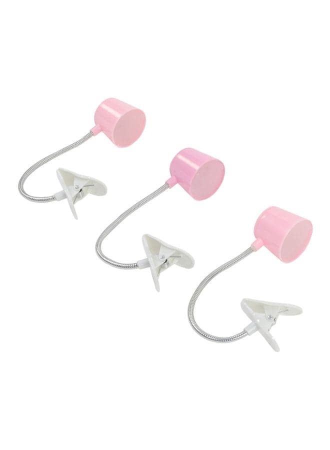 3-Piece Desk Lamp With Clamp Pink/Silver 18.8x16cm