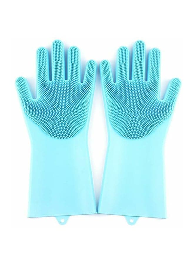 2-Piece Magic Silicone Scrubbing Gloves Set Turquoise One Size